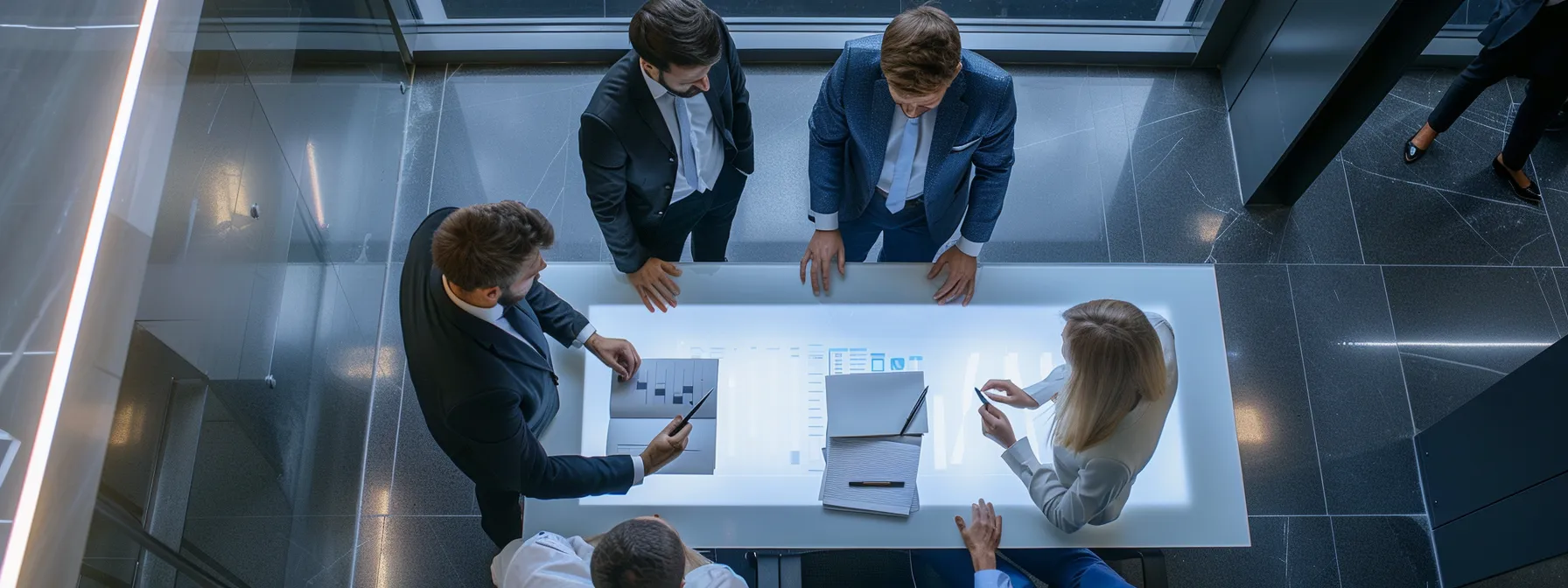 a professional business team reviewing and selecting an ai search platform for enhanced operations.